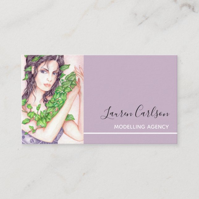 Schönes Mädchen mit Ivy on Hands und Hair Visitenkarte (Vorderseite)