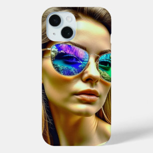 Schönes Mädchen mit Sonnenbrille Reflexionsblumen Case-Mate iPhone Hülle