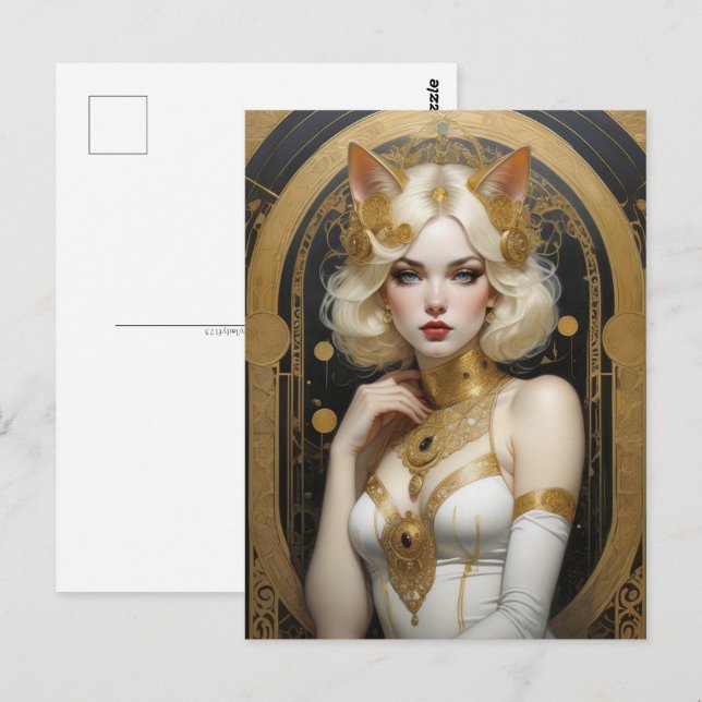 Schönes Mädchen, Postüberquerung Postkarte (Vorne/Hinten)