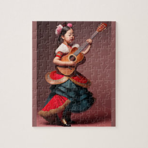 Schönes Mädchen spielt Gitarre