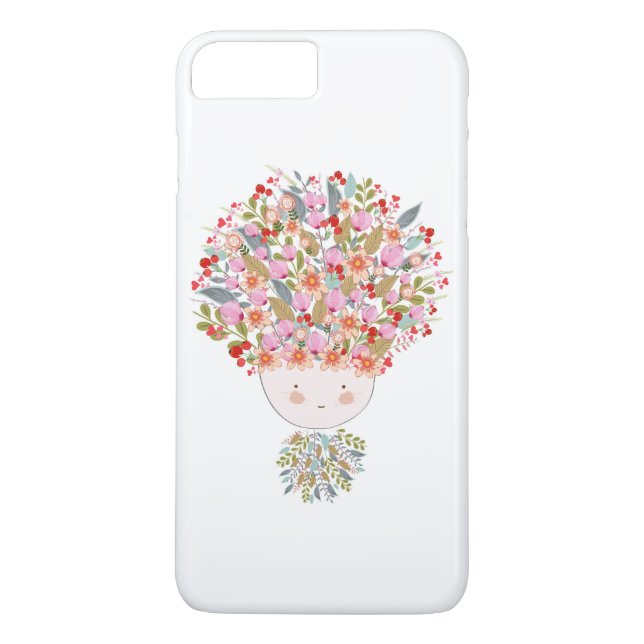 Schönes Mädchengesicht der Gekritzel-Blumen Case-Mate iPhone Hülle (Rückseite)