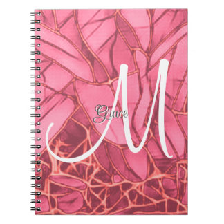 Schönes Magenta-Blütenblatt zu Monogram-Notebook Notizblock