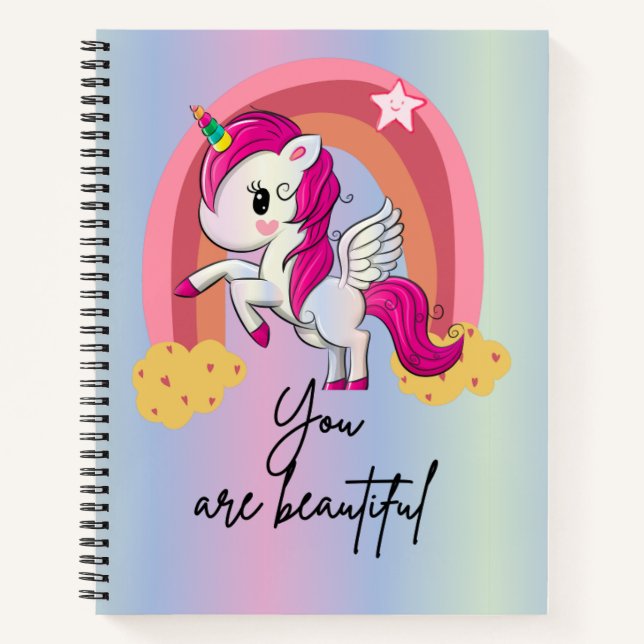 Schönes magisches Einhorn Notizbuch (Vorderseite)