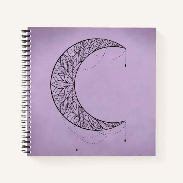 Schönes Mandala Crescent Moon Design Muster Notizbuch (Vorderseite)