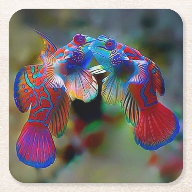 Schönes Mandarin Fish Untersetzer Set (Vorderseite)