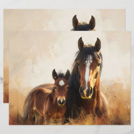 Schönes Mare and Foal Painting Scrapbook Paper