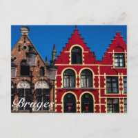 Schönes Markt Quadrat von Brügge-Postkarte