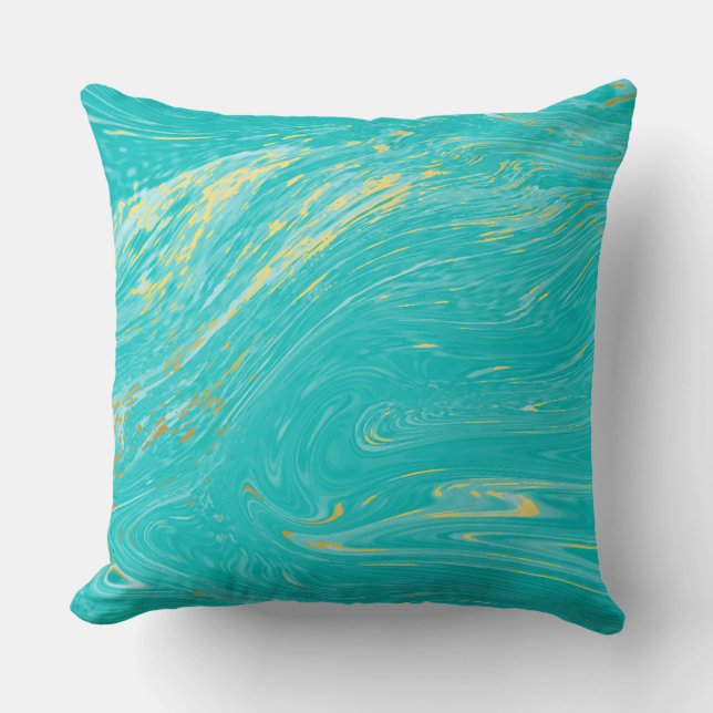 Schönes Marmor Gold Elegantes blaues Design Kissen (Vorderseite)