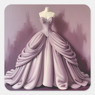 Schönes Mauve-Gown Quadratischer Aufkleber