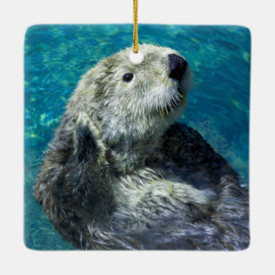 Schönes Meer Otter Niedliches blaues Wasser Keramikornament
