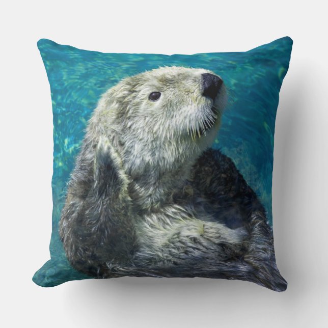 Schönes Meer Otter Niedliches blaues Wasser Kissen (Vorderseite)