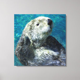 Schönes Meer Otter Niedliches blaues Wasser Leinwanddruck