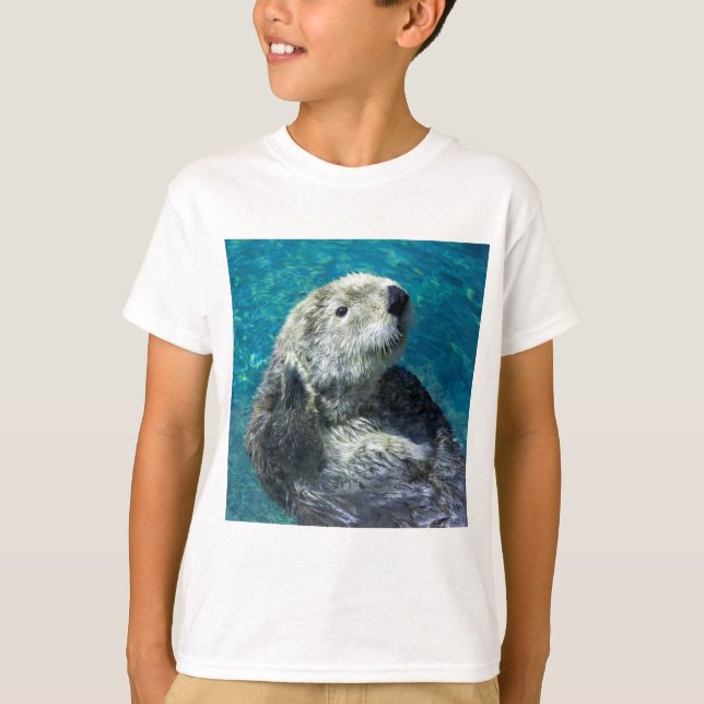Schönes Meer Otter Niedliches blaues Wasser T-Shirt (Vorderseite)