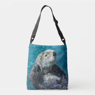 Schönes Meer Otter Niedliches blaues Wasser Tragetaschen Mit Langen Trägern