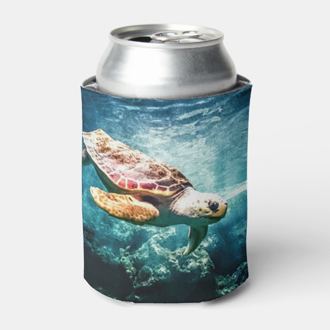 Schönes Meeresschildkröten-Meer-Unterwasserbild Dosenkühler (Kanne Vorderseite)