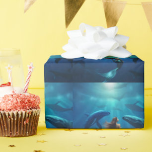 Schönes Meerjungschwimmen mit Humpbackwalen, Geschenkpapier