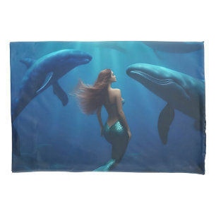 Schönes Meerjungschwimmen mit Humpbackwalen, Kissenbezug
