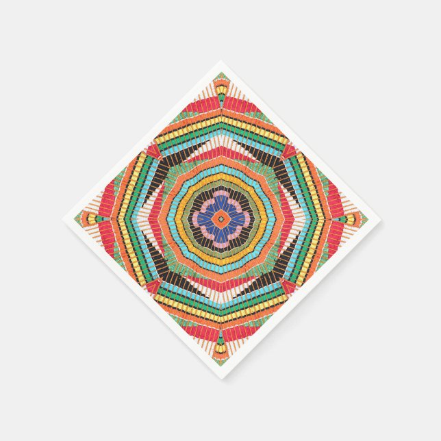 Schönes mehrfarbiges Kente Kaleidoskop Serviette (Ecke)