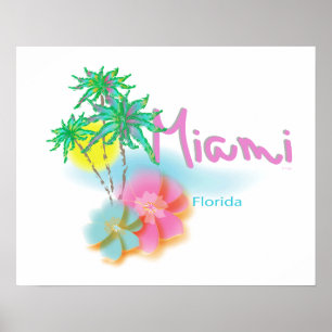 Schönes Miami, Florida, Palmen Poster