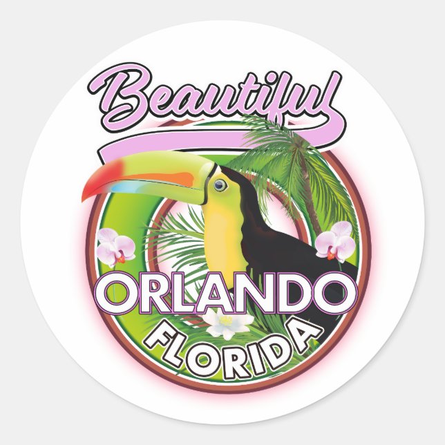 Schönes Miami Orlando Reiselogo Runder Aufkleber (Vorderseite)