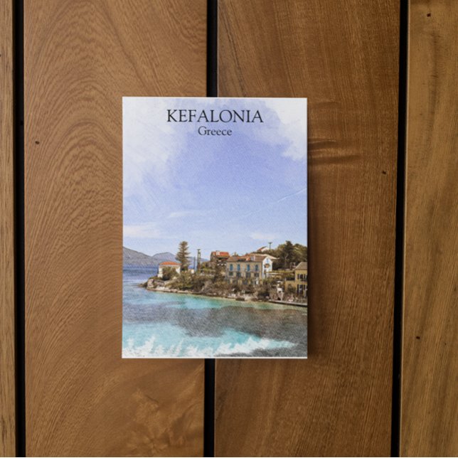 Schönes Minimal Kefalonia Griechenland Malerei Postkarte (kefalonia greece waitercolor painting postcard)
