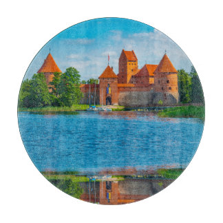 Schönes mittelalterliches Schloss am Blue Lake Schneidebrett