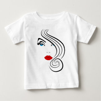 Schönes Modemodell Zeichnend Gesicht Baby T-shirt