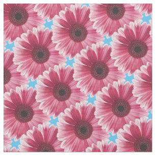 Schönes Modern Pink Gerbera Blume Muster Stoff