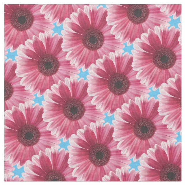 Schönes Modern Pink Gerbera Blume Muster Stoff (Nahaufnahme)