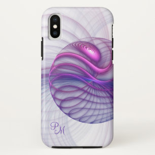 Schönes, modernes Abstraktes Fraktal Pink-Initiale iPhone X Hülle