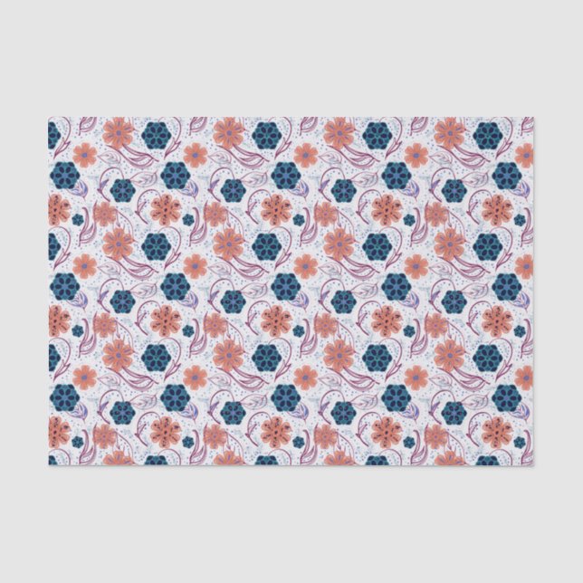 Schönes, modernes Blumenmuster - weiß Seidenpapier (Vorderseite)