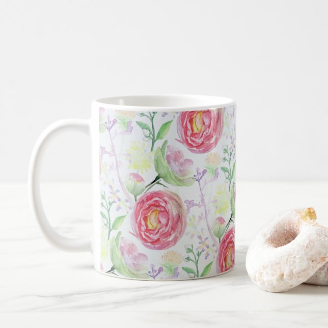 Schönes, modernes, florales Muster Kaffeetasse (Mit Donut)