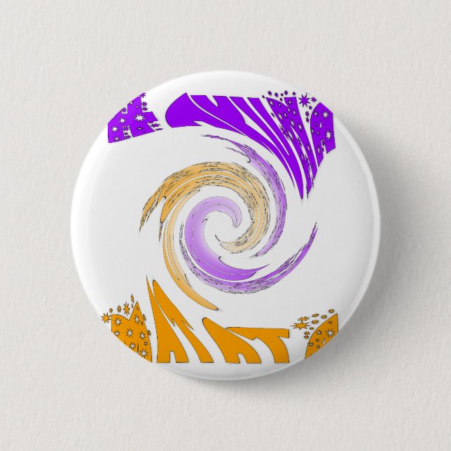 Schönes modernes Kunstdesign: Lila und Goldbrust Button (Vorderseite)