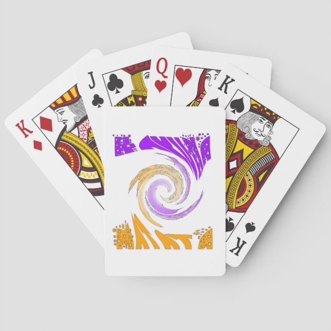 Schönes modernes Kunstdesign: Lila und Goldbrust Spielkarten (Rückseite)