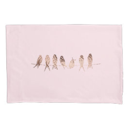 Schönes modernes Rosa mit Vögeln | Pillowcase Kissenbezug