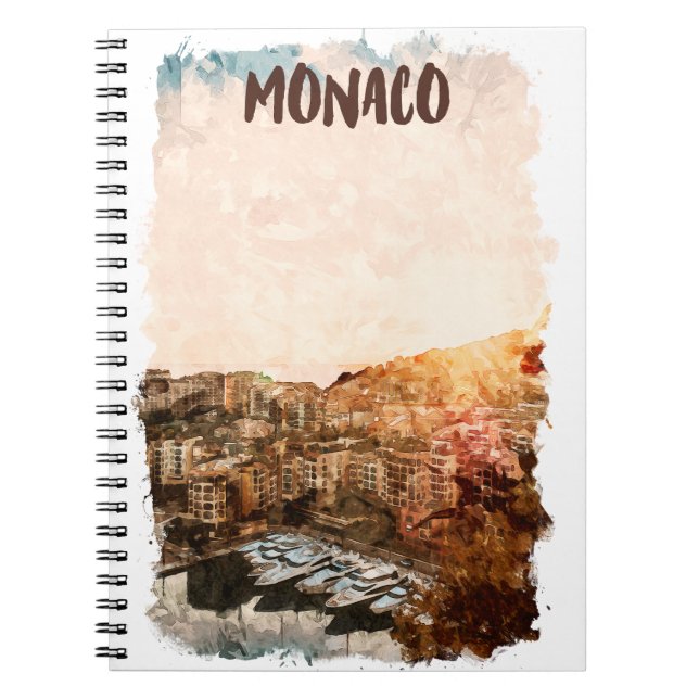 Schönes Monaco Sonnenuntergang Gemälde Notizblock (Vorderseite)