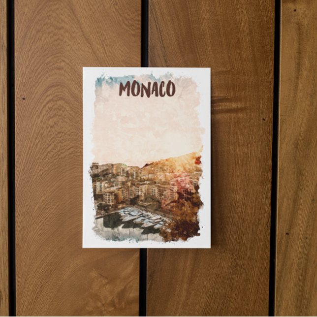 Schönes Monaco Sonnenuntergang Gemälde Postkarte (Von Creator hochgeladen)