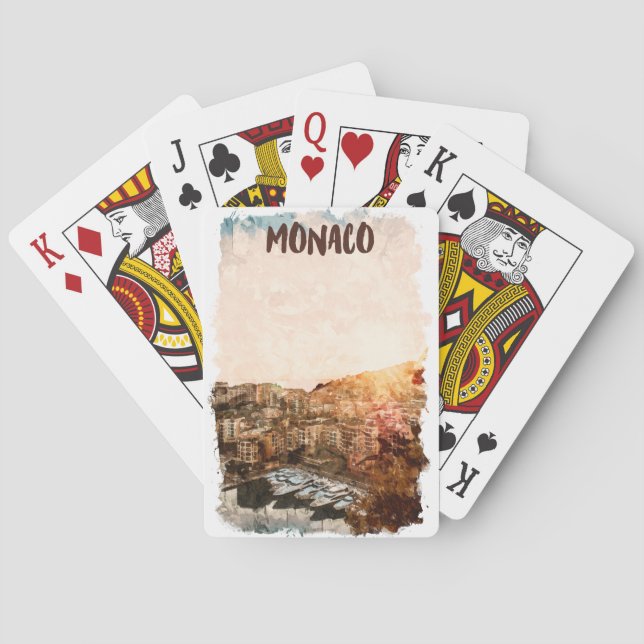 Schönes Monaco Sonnenuntergang Gemälde Spielkarten (Rückseite)