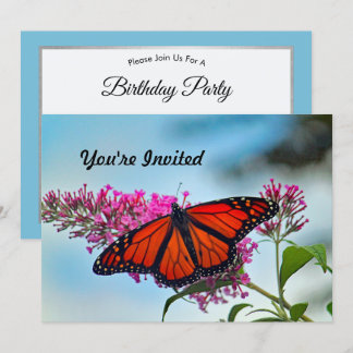 Schönes Monarch Butterfly Foto Geburtstag Einladung