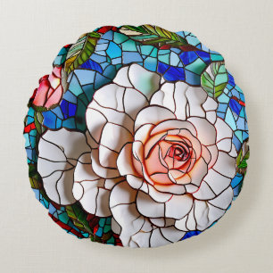 Schönes Mosaik-Blume-Muster Rundes Kissen