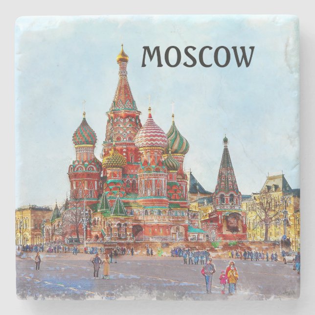 Schönes Moskau Steinuntersetzer (Vorderseite)