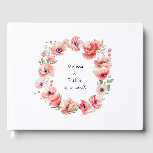 Schönes Motiv in Rosa und Rot-Mohn-Blume Gästebuch