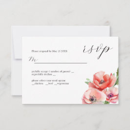 Schönes Motiv in Rosa und Rot-Mohn-Blume RSVP Karte