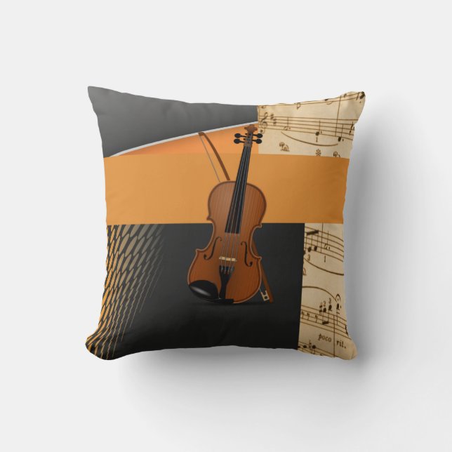 Schönes musikalisches abstraktes Violindesign Kissen (Vorderseite)