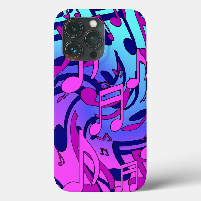Schönes Musikmuster Pink Lila Aqua Case-Mate iPhone Hülle (Rückseite)