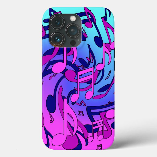 Schönes Musikmuster Pink Lila Aqua Case-Mate iPhone Hülle (Rückseite)