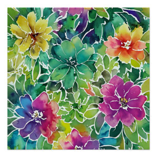 Schönes Muster für die Aquarellfarben-Blume Poster