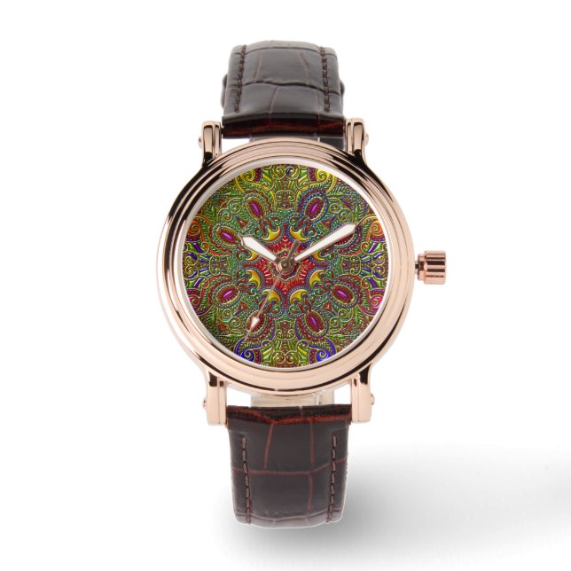 Schönes Muster Metallischer Regenbogen Armbanduhr (Vorderseite)