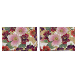 Schönes Muster mit grün-rosa floralen Elementen Kissenbezug