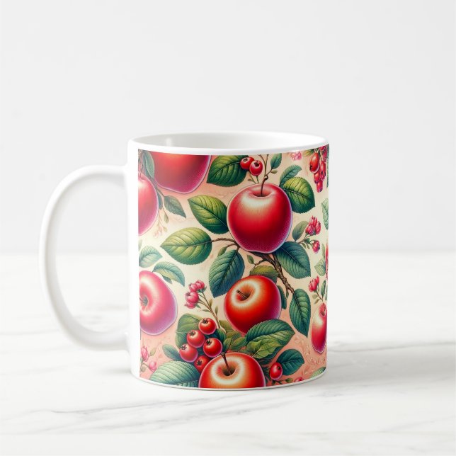 Schönes Muster mit roten Äpfeln Kaffeetasse (Links)